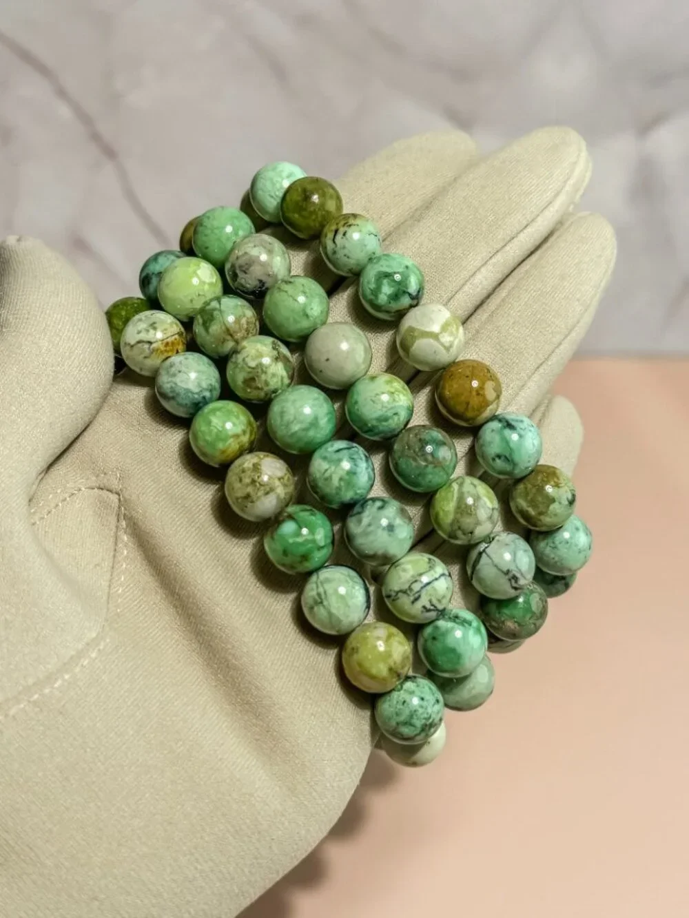 Variscite Beaded Bracelet (Bead size: 10mm)